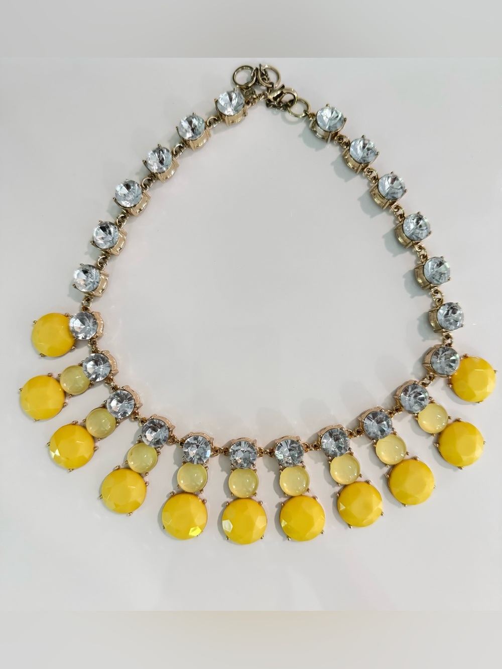 Banana Republic Yellow and Clear Drop Bib Necklace